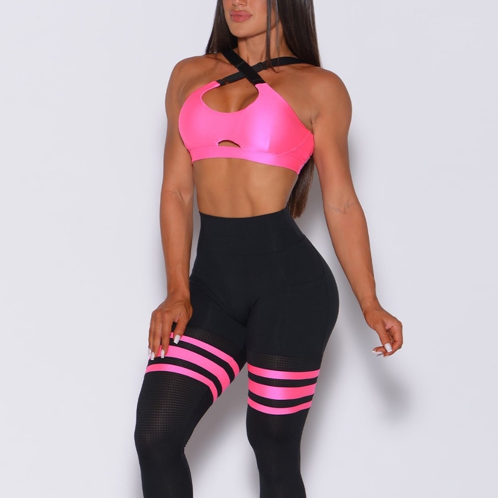 Bombshell Set! Neon Pink/Black Bra & Leggings
